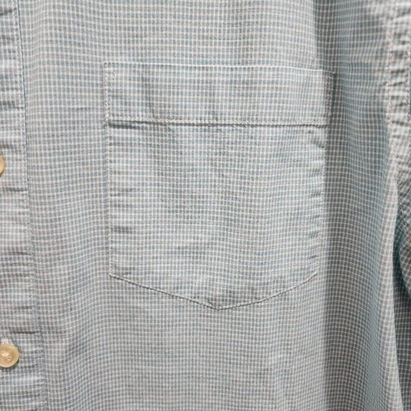 CHAPS Blue Plaid Stretch Poplin Short Sleeve Button Down Shirt Size Medium - Picture 7 of 11